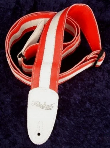 REBEL FANCY FAUX LEATHER GUITAR STRAP GTO SERIES RED / WHITE