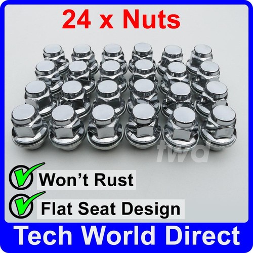 24x ALLOY WHEEL NUTS FOR MITSUBISHI L200 (M12x1.5) CHROME LUG BOLT STUD