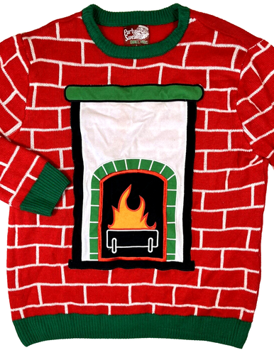 Party Pullover Dec 25th Fireside Large Ugly Christmas Sweater - Bild 1 von 4
