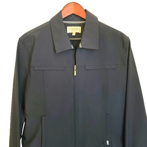 Tehama Size Large Zip Up Golf Jacket Navy Blue Boxy - Picture 3 of 8