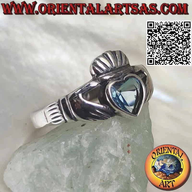 Anello in Argento 925‰ Claddagh Irlandese (Amore lealtà ed amicizia) classico co - Immagine 2 di 3