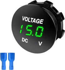 Waterproof Mini Led Digital Voltmeter Gauge Round Panel 12v 24v Color Green