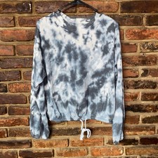 SO Lounge Life Gray White Tie Dye Pullover Sweatshirt Women's Size Medium