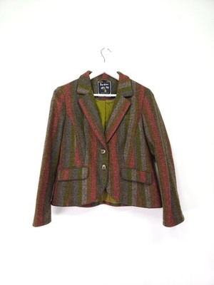 Boden Blazer Gr. 14 P British Tweed by Moon Multi Stripes Wool Preppy Riding