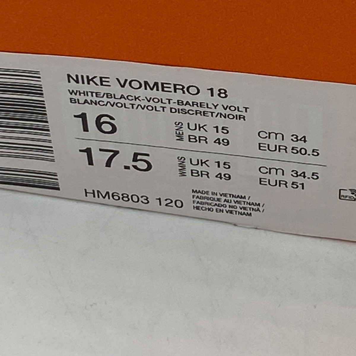 Nike ZoomX Vomero 16 Mens Running Shoes White Volt Black HM6803-120 Size 14 Men main image 2