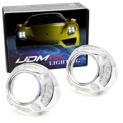 Cayenne 4-Point Style White/Amber LED DRL Shrouds For 3.0'' H1 Headlamp Projector