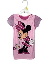 Disney Minnie Mouse Nightgown Sleep Dress Pajamas Nighty Too Cute 3T  EUC 