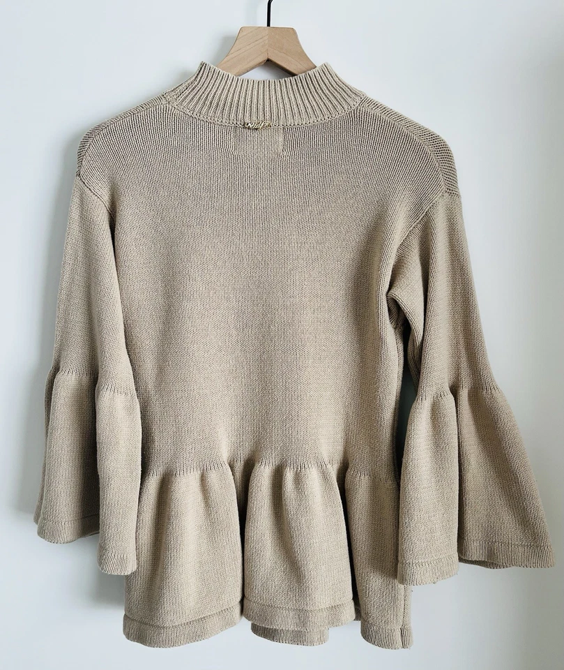 Suéter WILDFOX Etiqueta Blanca Para Mujer Beige Oveja Granja Gran Tamaño Manga Campana XS S Foto 4 de 4