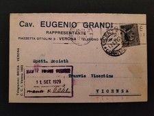 CAV. EUGENIO GRANDI RAPPRESENTANTE VERONA CARTOLINA DOPPIA VG. 1929 OTTOLINI
