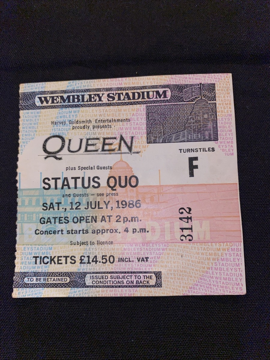 ME PLUS YOU チケット Queen Wembley Stadium 12th July 1986 Concert Ticket Stub Freddie