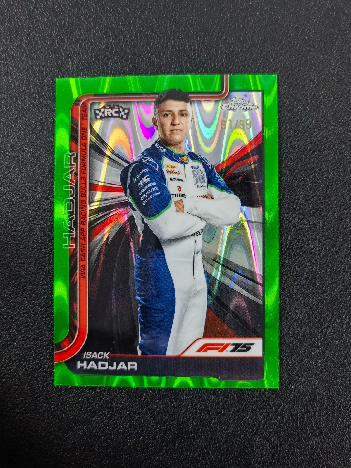 2025 Topps Chrome F1 Isack Hadjar RC Green RayWave 81/99 #12 QKA