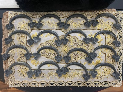 16 Vtg cast iron cabinet drawer handles window pulls Black 4" Great for DIY 