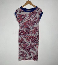 Byblos Blue Pink Abstract Print Sleeveles Bodycon Dress UK 6-8 FAULT