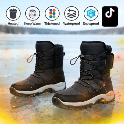 Snowproof Men's Winter Plush Warm Snow Boots - Mid-Calf Outdoor Casual Boots