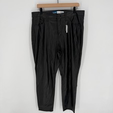 Old Navy Straight Faux Leather Pants Womens 14 Black NWT High Rise Rocker Chic
