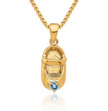 10K Solid Yellow Gold Stone Engraveable Shoe Necklace