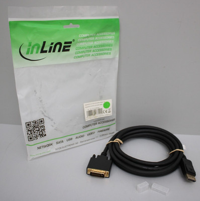 InLine DisplayPort zu DVI Konverter Kabel schwarz 3m NEU