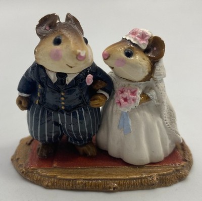 Wee Forest Folk Wedding Mice Vintage Bride and Groom Mouse Figurine Set AS IS
