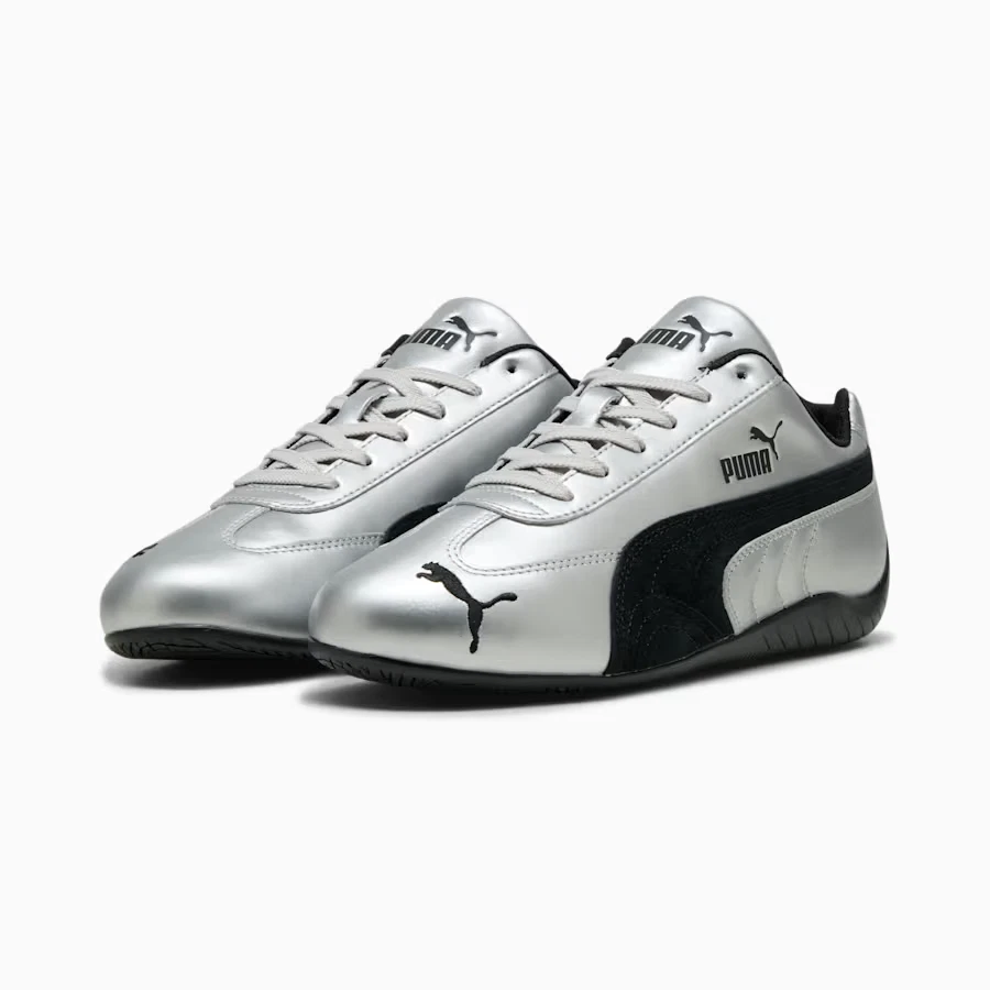 Puma Speedcat Metallic Sneakers IN Argento e Nero Tutte le Taglie Stock Limitato - Immagine 2 di 4