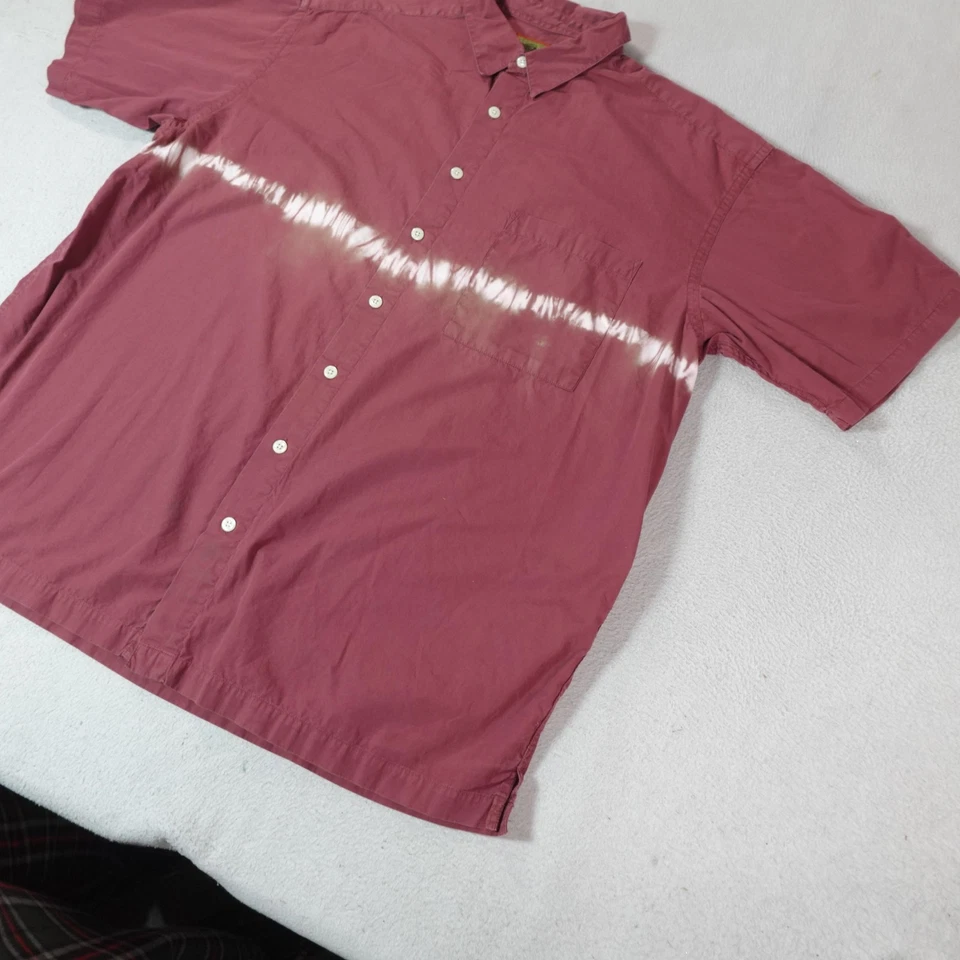 Horny Toad Shirt Mens XL Red Aztec Button Pocket Bleach Stripe Boho Festival - Image 2 of 4