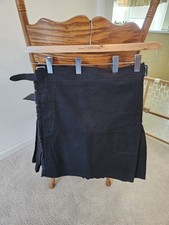 Scottish Highland Kilt - Black, Canvas, With Two Pockets - Includes Kilt Hanger