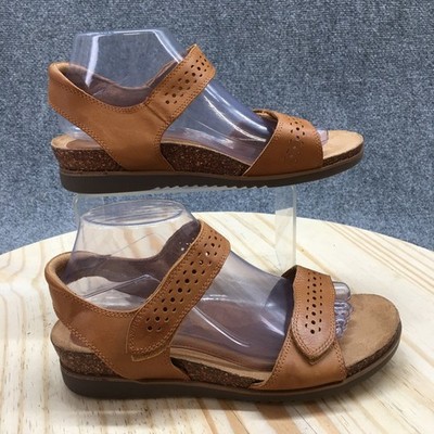 NEW Cobb Hill Sandals Womens 8 XW May Wave Cork Wedge Slingback Brown Leather