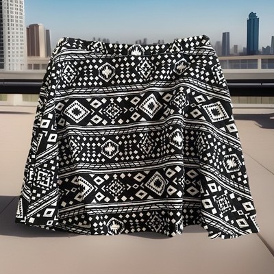 Women L Love Derek Skirt Black White Geometric Y2K Design Festival Artsy