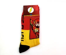 Bioworld DC Flash Adult Mens Size 8-12 Red Yellow Graphic Novelty Crew Socks 1Pk
