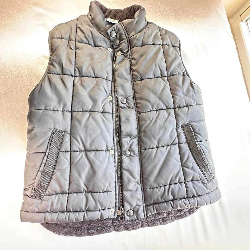 Old Navy Boys Puffer Winter Zip-Up / Button Vest Dark Blue Gray Size 6* - Image 2 of 4