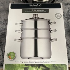 Image of KitchenCraft Stainless Steel Three Tier 22cm Steamer