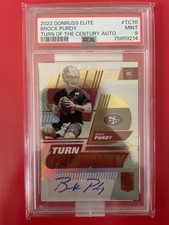 Brock Purdy RC Donruss Elite Turn of the Century Auto Card /99 Graded PSA 9