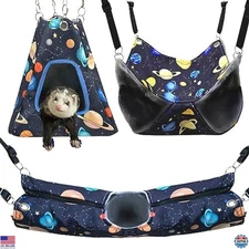 Cozy Galaxy Black Ferret & Rat Hammock Tent - Hanging Tunnel Cage Accessory Set