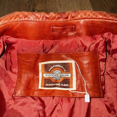 Pioneer Wear Jacket Leather Blazer Coat Red Fight Club Disco Vtg
