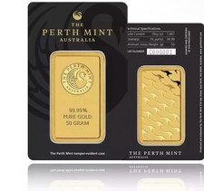 The Perth Mint Australia 50g 99.99% Pure Gold Bar 4385.59 per troy oz