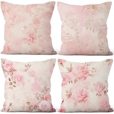 Pink Flower Throw Pillow Covers 20''x20'' Set 20" x 20" Pack of 4 Flower 22