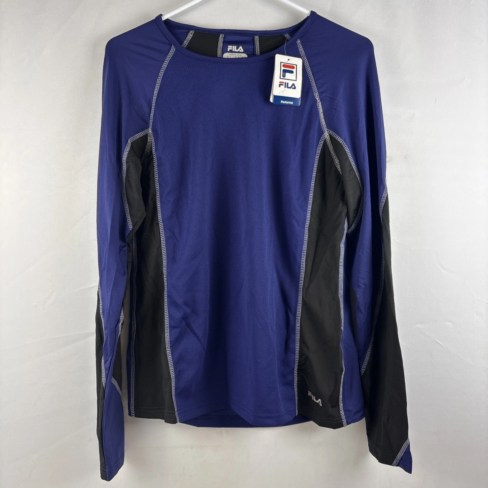 Fila Athletic Performance Women’s Large Blue/Black Long Sleeve Shirt NEW NOS