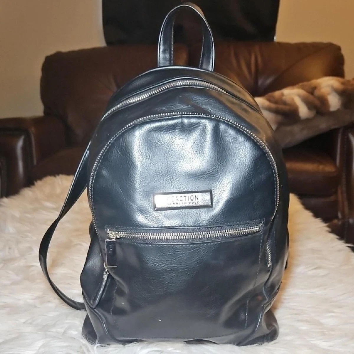 Kenneth Cole Reaction Faux Leather Tanner Bucket Bag Backpack Black Gold NWT Kenneth Cole Reaction Small Backpacks for Women for sale | eBay main image 4