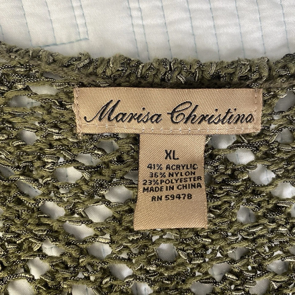 Marisa Christina 绿色喇叭袖钩针编织针织单扣开衫,尺寸 XL 波西米亚 — 第 4/4 张图片