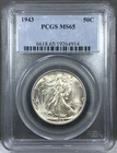 1943 U.S. 50c Walking Liberty Half Dollar PCGS MS65