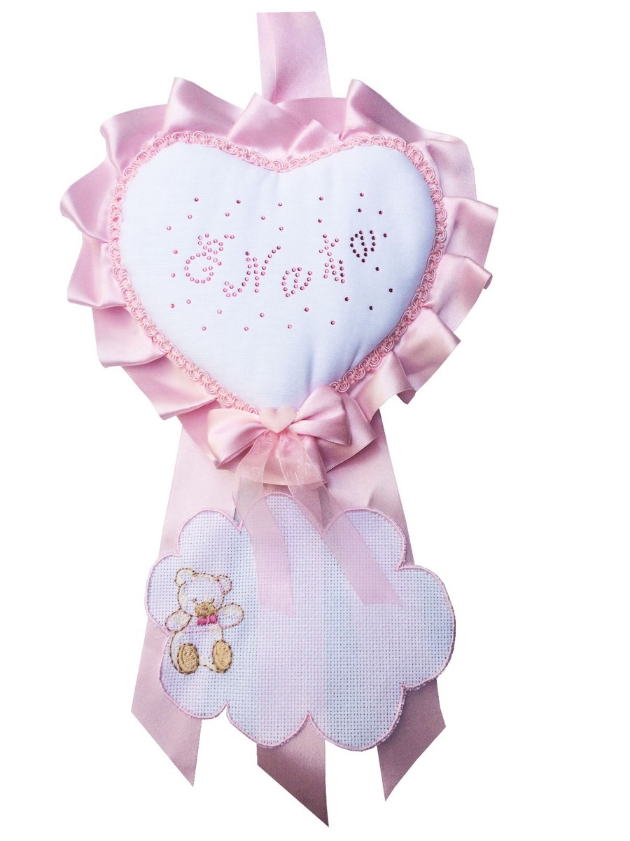 Pannolenci Stampato 50x90 Cm, Fantasia Baby Fiocco E Cuore Rosa, Tessuto Per Hobby Cucito E Fai Da Te - 4