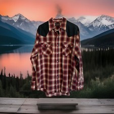 Vintage Plains Western Shirt Mens Large Plaid Pearl Snap Cowboy Rodeo
