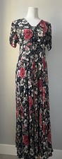 Vintage 90 s Starina Floral Rose Grunge Fairy Fit And Flare Maxi Dress Size S