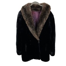 Faux Fur Jacket Coat Women L XL Vintage Hillmoor NY Mob Wife Union Made in USA