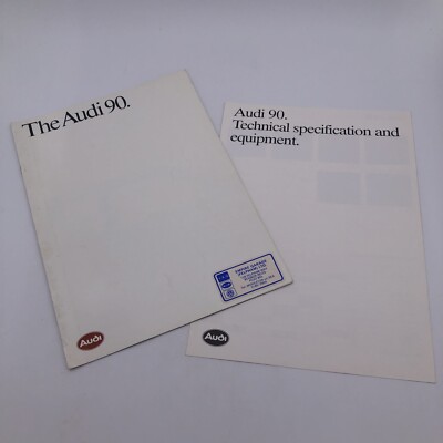 Audi 90 1986 UK Market Sales Brochure with Technical Spec & Equip Booklet