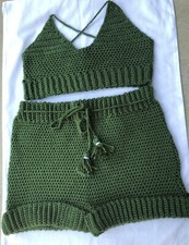 Women Handmade Crochet 2 Piece Shorts Set