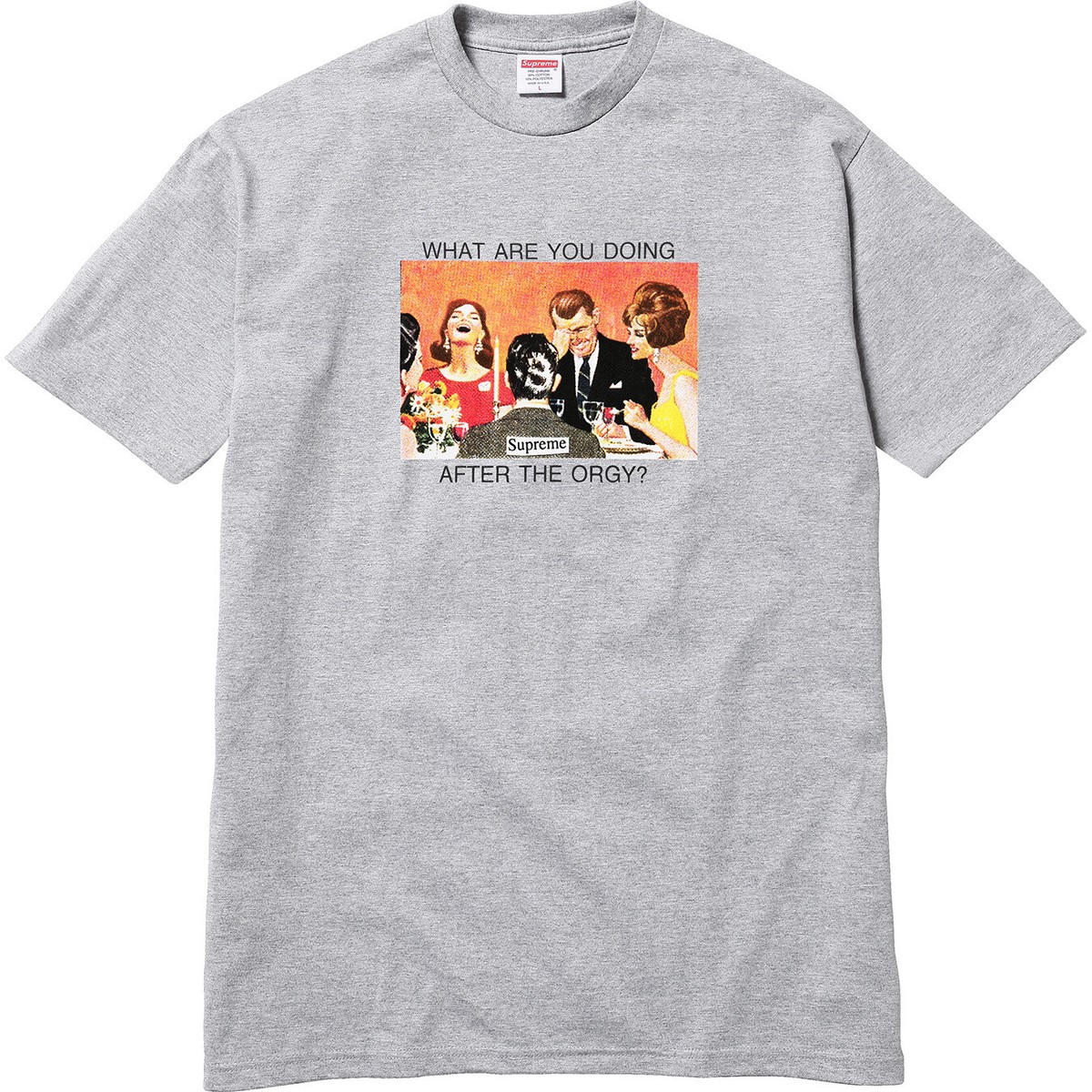 Supreme Orgy Tee Heather Gray/Red/White SS17 (SS17T19) Size