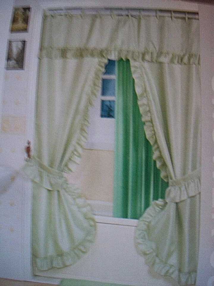 Тканевая занавеска для душа желтовато-коричневая, коричневая с цветочным рисунком (у меня тоже 1 зеленая!)  НОВЫЙ! - Изображение 4 из 4