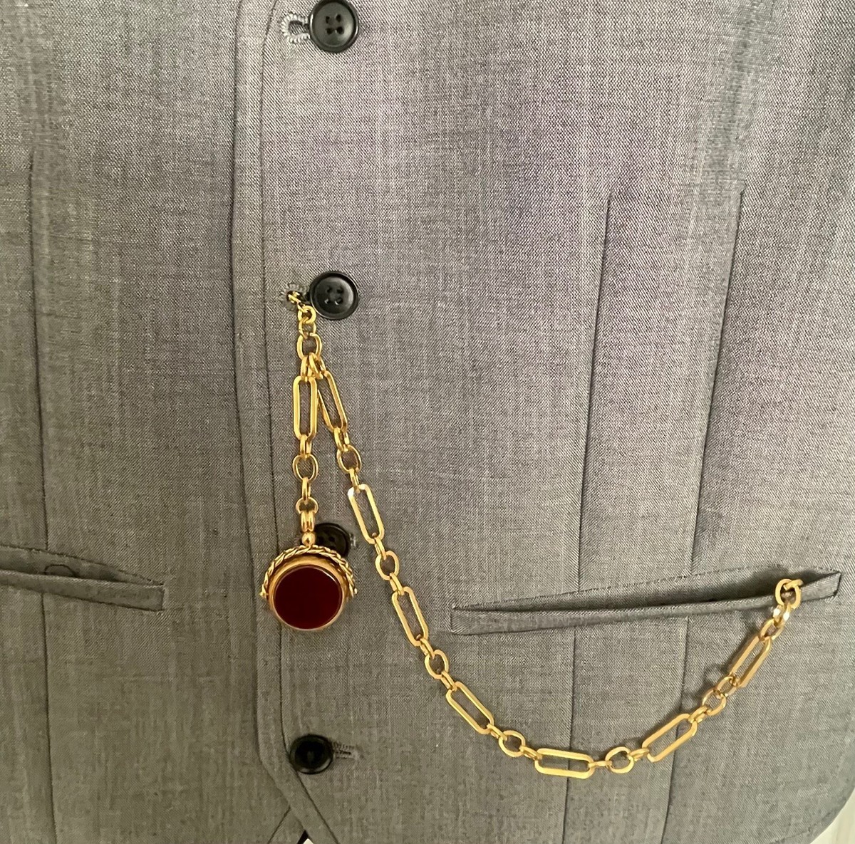 single albert trombone link gold plated albert pocket watch chain