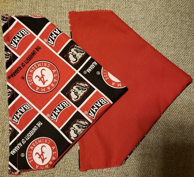 UNIVERSITY OF ALABAMA CRIMSON TIDE BAMA HOMEMADE 2 SIDED DOG SCARF (PICK SIZE)