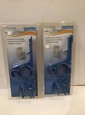 (2)Swimming Pool Combo Holder Pole &Vacuum Hose Set Net Brush Vacuum Hose Hanger